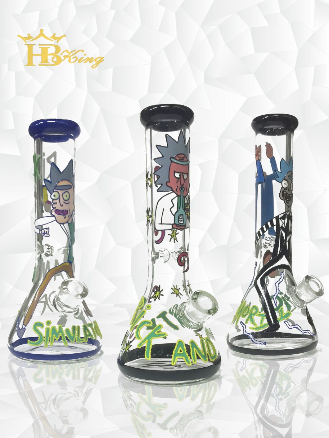 Hbking High End Thick Glass Beaker Ricky and Morty Cartoon Glass Smoking Pipe