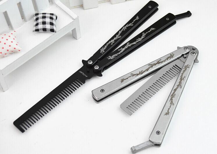 Wholesales Sliver Comb Multi Function Stainless Steel Trainer Tool Butterfly Comb