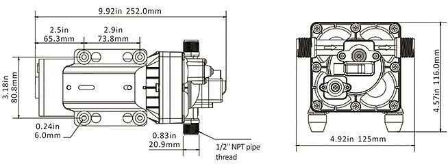 55psi Electric Diaphragm Pump with Adjustable Pressure Switch