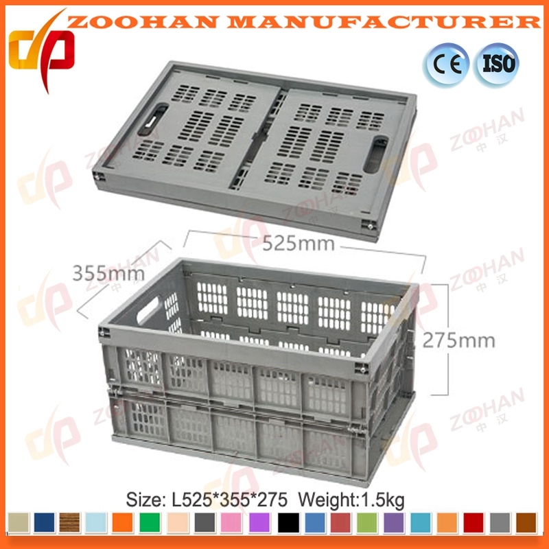 New Turnover Basket Folded Plastic Storage Container for Supermarket (ZHTB23)