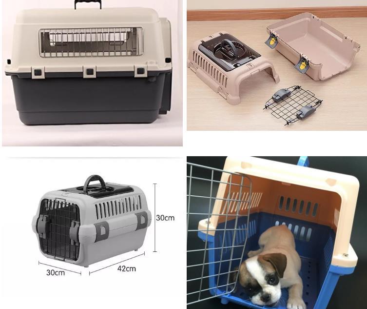 Plastic Kennels Rolling Plastic Wire Door Cat Travel Dog Crate Pet Carrier