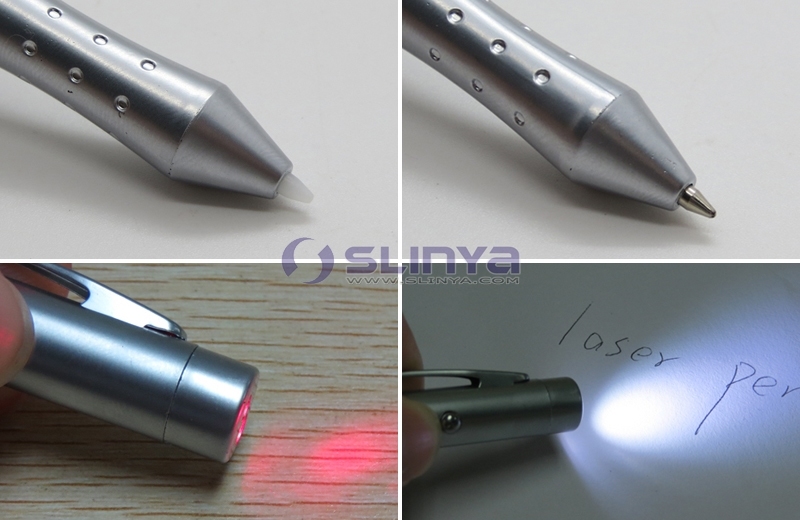 Promotion 4 in 1 Multifunction Metal Ballpoint LED Light Laser Pointer Metal Laptop Stylus Pen for Computer 3ds