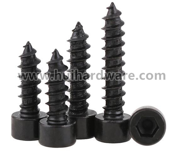 Black Oxide Carbon Steel Hex Socket Head Self Tapping Wood Screw