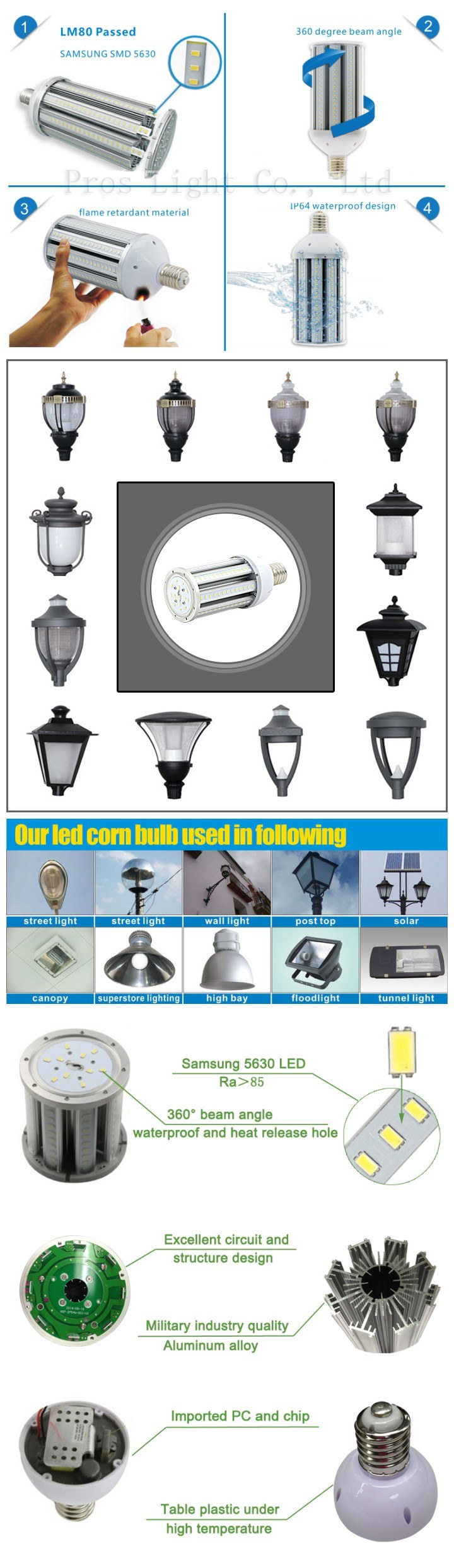 LED Corn Bulb Lamp for Garden/Yard/Street Lighting