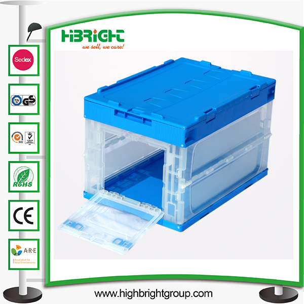 Plastic Foldable Transparent Storage Box Clear Crate with Lid