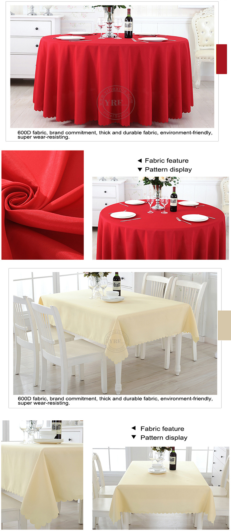 White Hotel Damask Jacquard Table Cloth Wedding Round