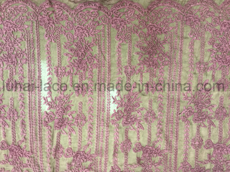 Cotton Silk Organza Fabric Hot Sale Embroidery Cord Lace