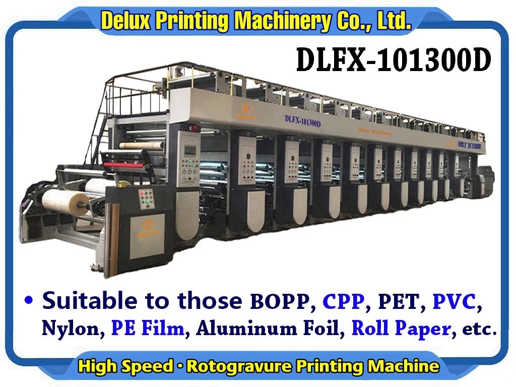 High Speed Automatic Rotogravure Printing Machine for BOPP, CPP, Pet, PVC, Nylon, PE Film, Aluminum Foil, Roll Paper (DLFX-101300D)
