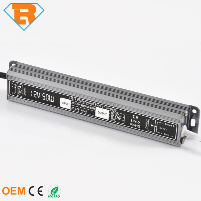 50W 100W 200W 12V 24V AC/DC Waterproof IP67 Switching Driver LED Power Supply for Lighting