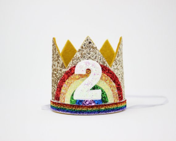 First Birthday Crown 1st Birthday Crown Glitter Rainbow Crown 1st Birthday Photo Prop Hat First Birthday Gift Gold Rainbow