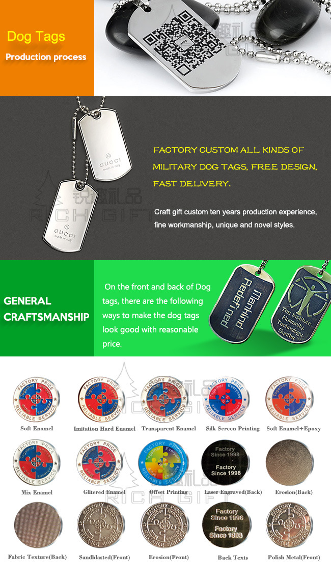 Factory Direct Sale Custom Blank Metal Stainless Steel Dog Tag with Laser Engraving Logo