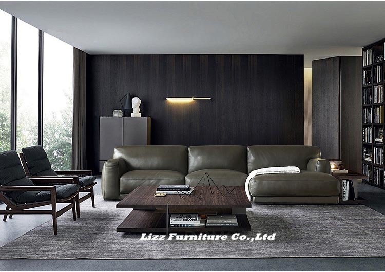 Simple Home Furniture Leather Sofa with Feather Inside (LZ-708)