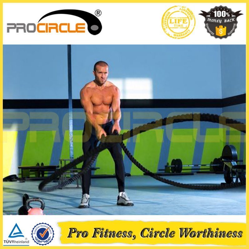 Procircle Battle Rope Fitness Power Rope with Anchor Strap and Wall Rack