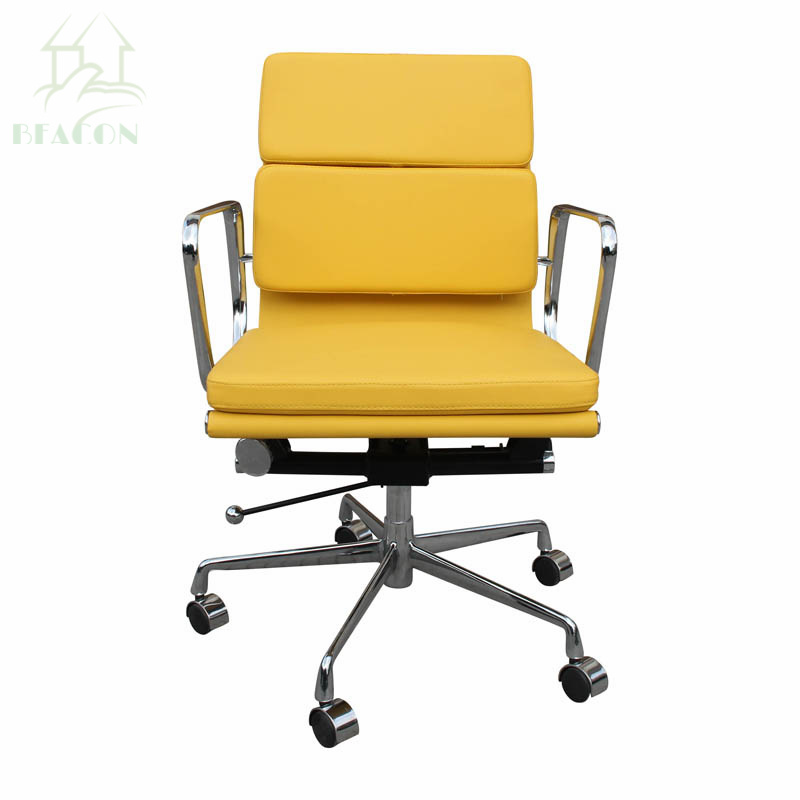 Modern Leisure Yellow PU MID Soft Back Pad Office Chair