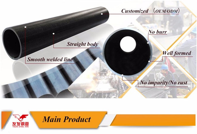 Construction & Structure Black ERW Carbon Ms Steel Pipe Round Section Made in China