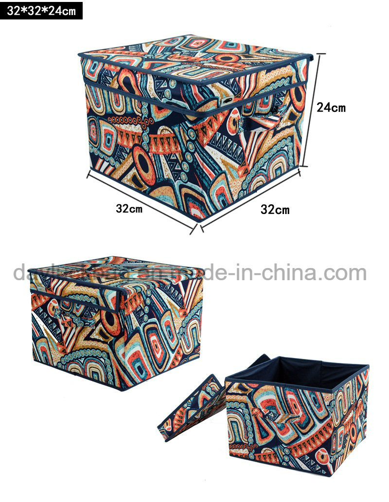 Foldable Print Large Waterproof Fabric Covered Decorative Storage Box