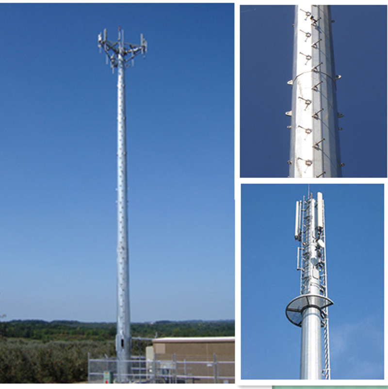 4G Cell Phone Telecom Bts Self Supporting Single Pole Tower