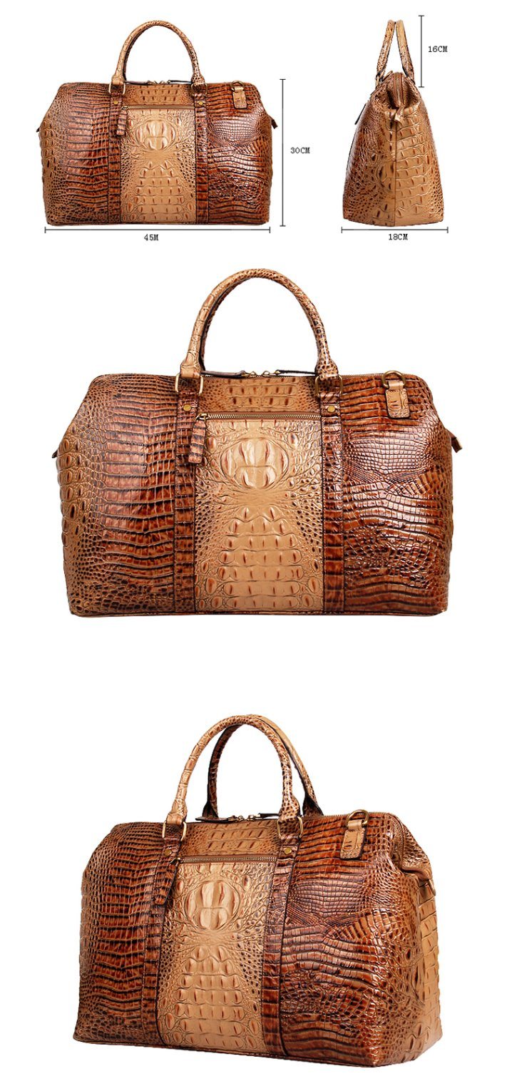 Luxury Customized Design Croc Print Leather Weekend Bag for Travelling