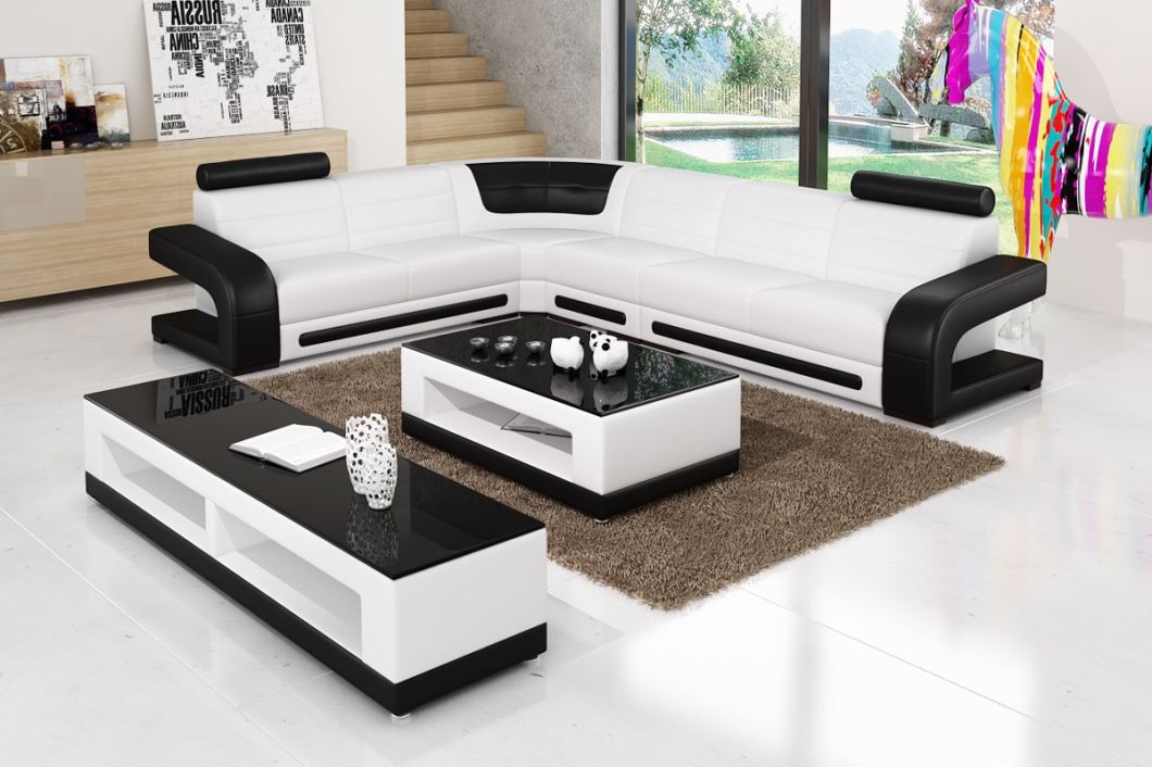 Classic Modern Leather Sectional Sofa Set