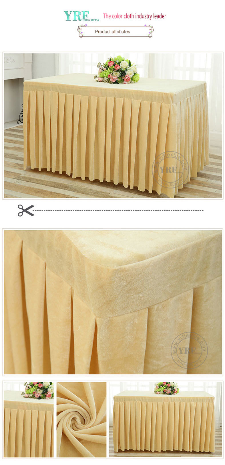 Pleated Fabric for Royal Wedding Table Skirt