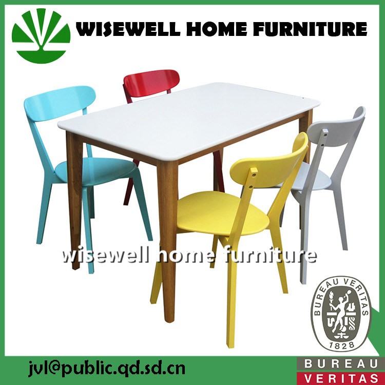 5PC Modern Wood Round Dining Table with Chair