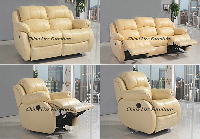 Modern Sectional Genuine Leather Recliner Sofa