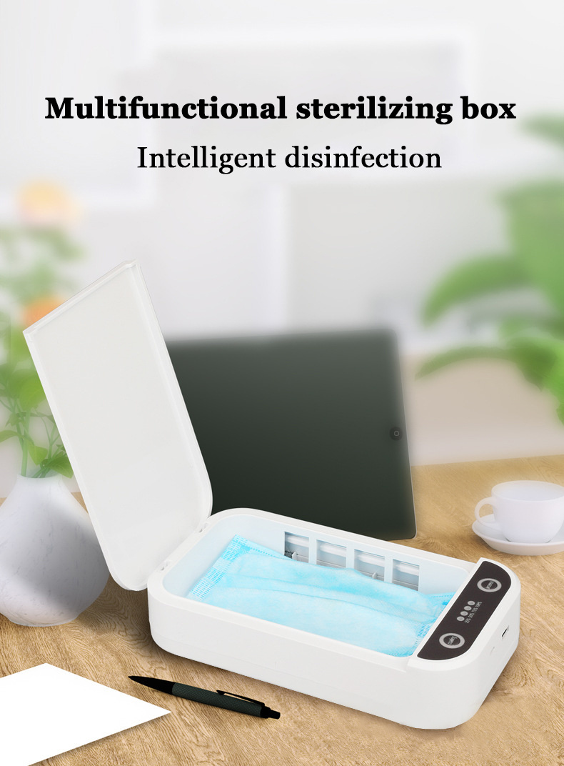 Máscara facial para relógio desinfetante desinfetante portátil com luz ultravioleta caixa esterilizadora de telefone celular