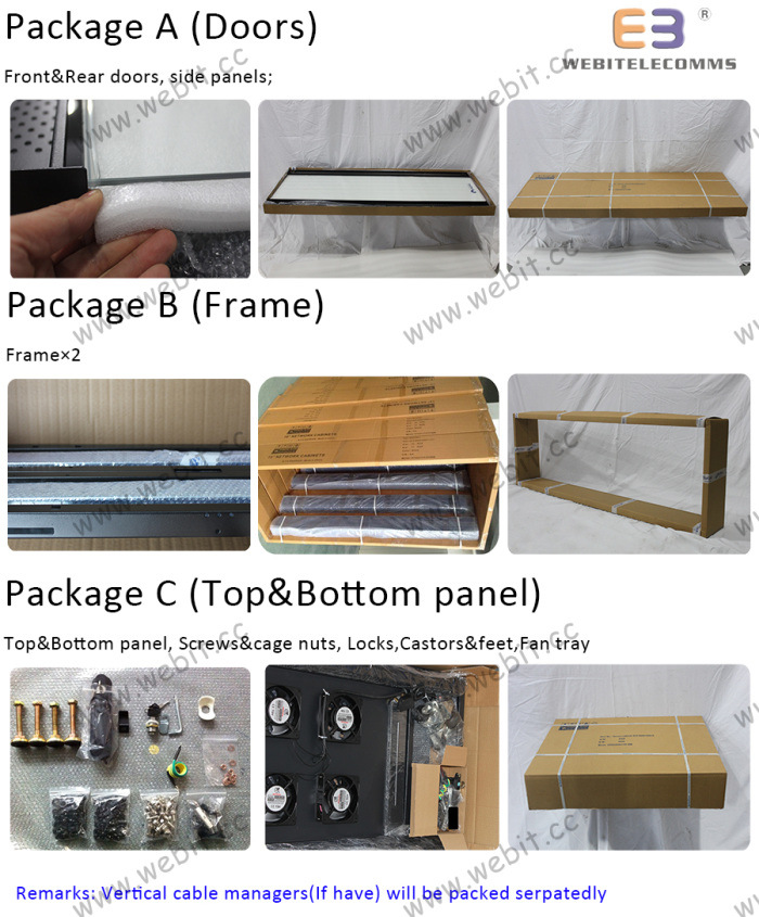 IP20 19'' Cabinet Electrical Data Rack with Wiring Cable Tray