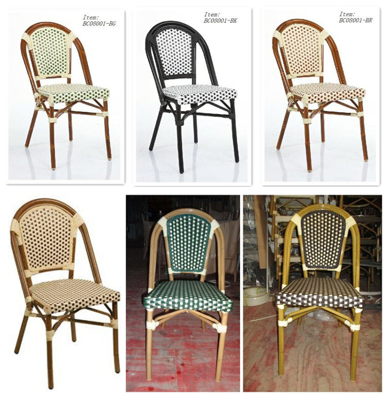 Aluminum Frame Bamboo Looking French Bistro Rattan Chairs (BC-08001BR)