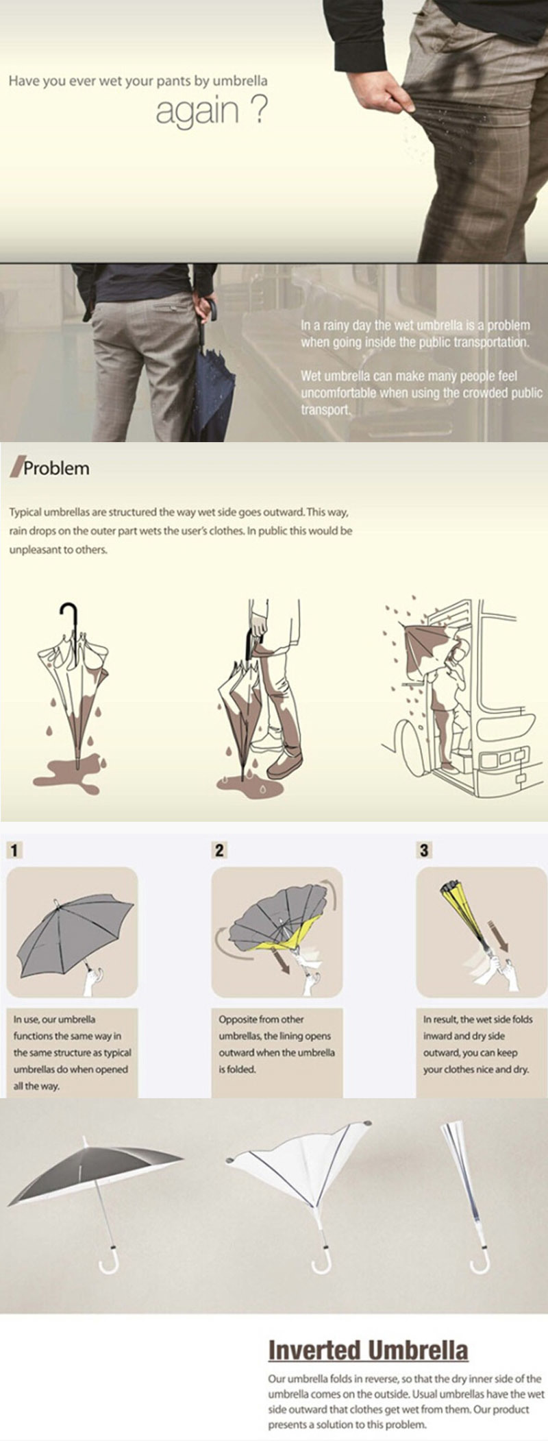 New Items Innovative Hands-Free Straight Reverse Inverted Umbrella (SU-0023FI)