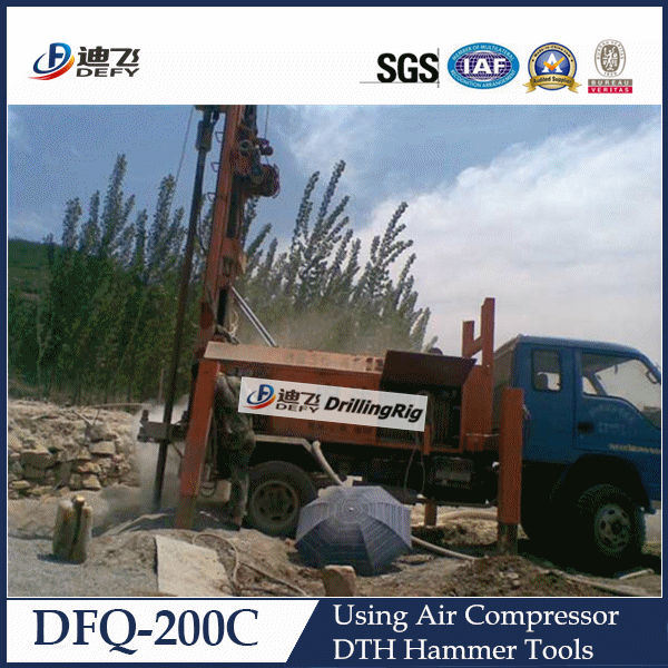 200m Dfq-200c Truck Mounted Rig Machine for Groundwater with DTH Hammer and Bits, Water Well Drilling Rig