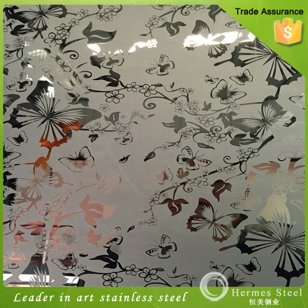 Color Mirror Polished Etched Stainless Steel Plate for Elevator
