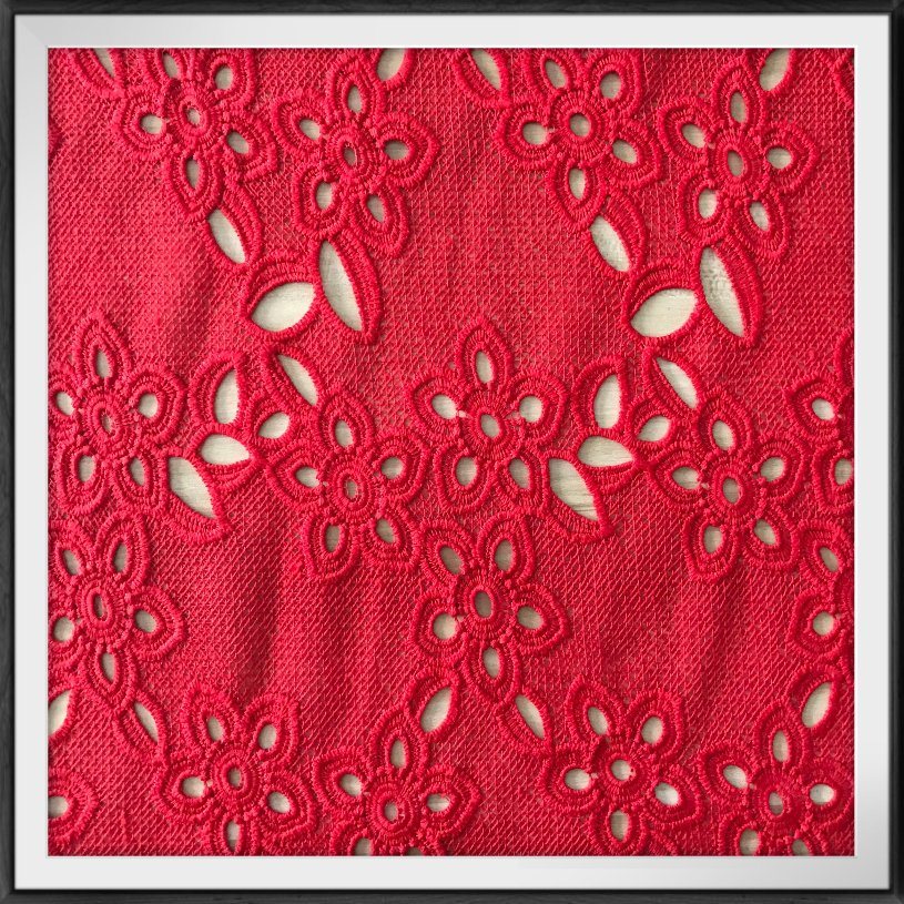 Poly Eyelet Embroidery Lace Fabric Guipure Embroidered Lace Fabric
