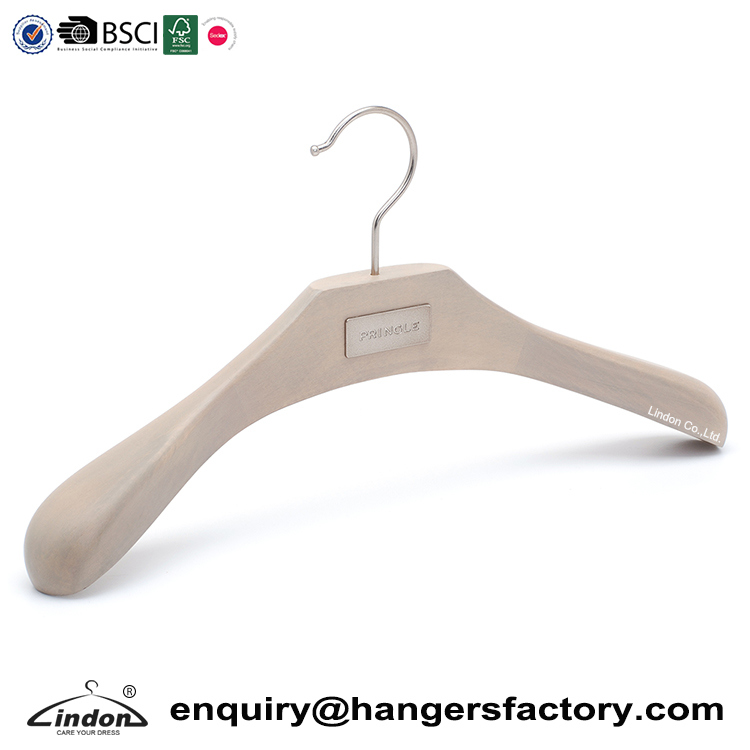 Audited Supplier Lindon Designer Custom Logo Name Hanger Wood