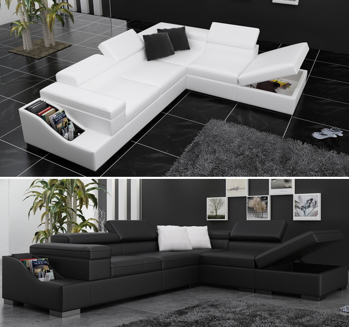 European Design Corner Leather Sofa with Storage (HC1070)