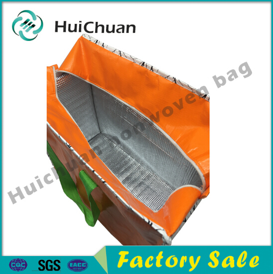 Tote Foldable PP Woven Aluminium Foil Zipper Bag with EPE