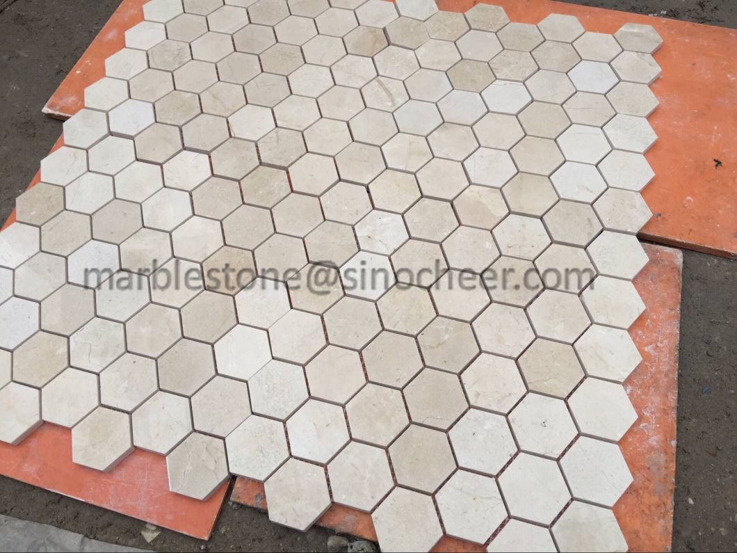 Crema Marfil Beige Marble Mosaic Tile 1 Inch Honed