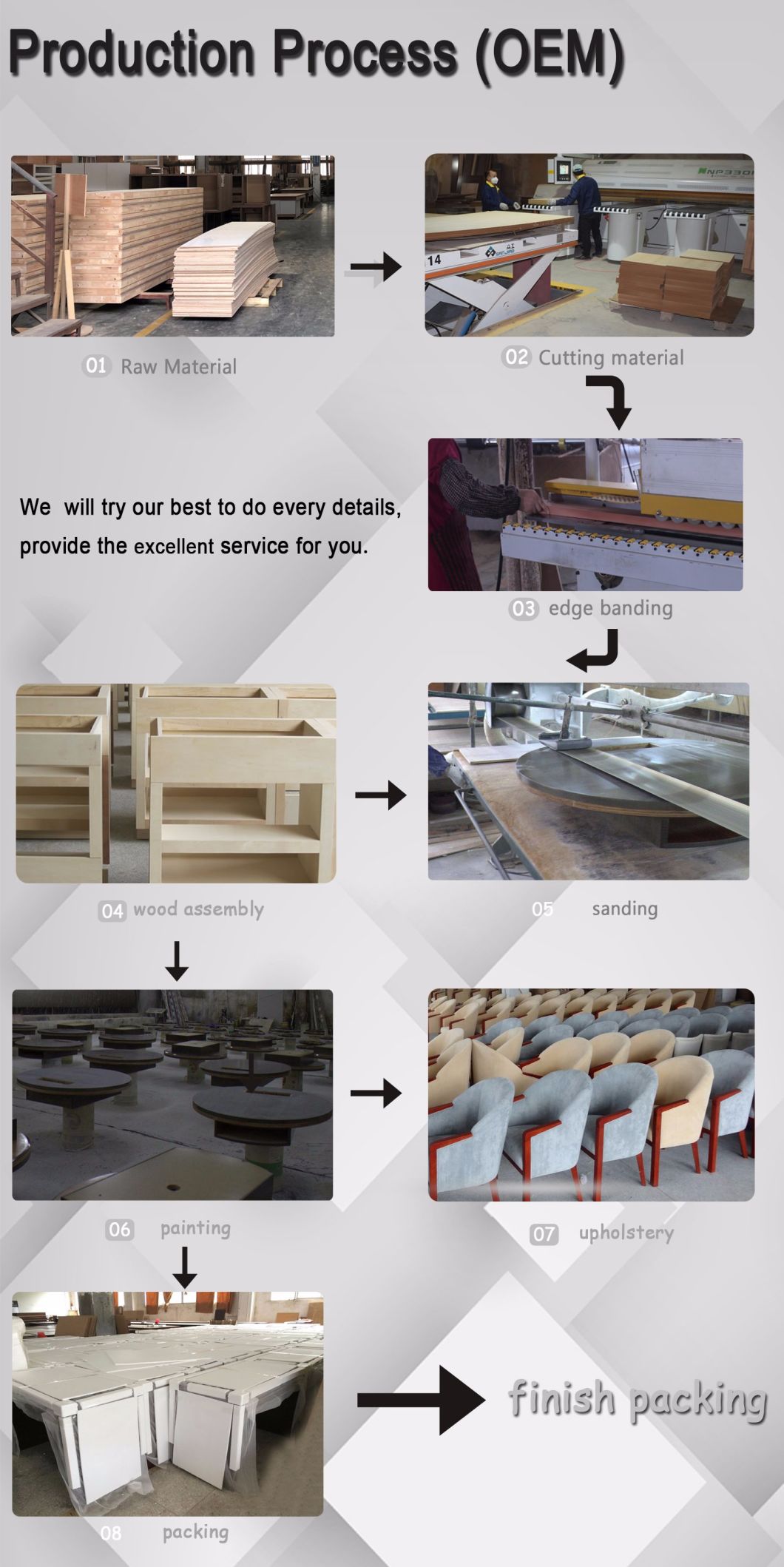 Simple Design Long Reception for Hotel Lobby Furniture
