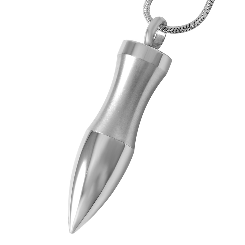 Engravable Human/Pet Memorial Bullet Ash Urn Necklace for Keepsake