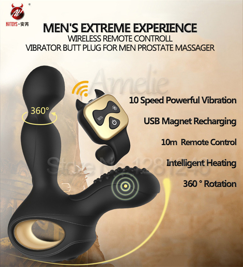 Heating 5 Mode Rotating 10 Mode Vibration Male Prostate Massager G-Spot Stimulator Butt Plugs Anal Vibrator Sex Toys for Men