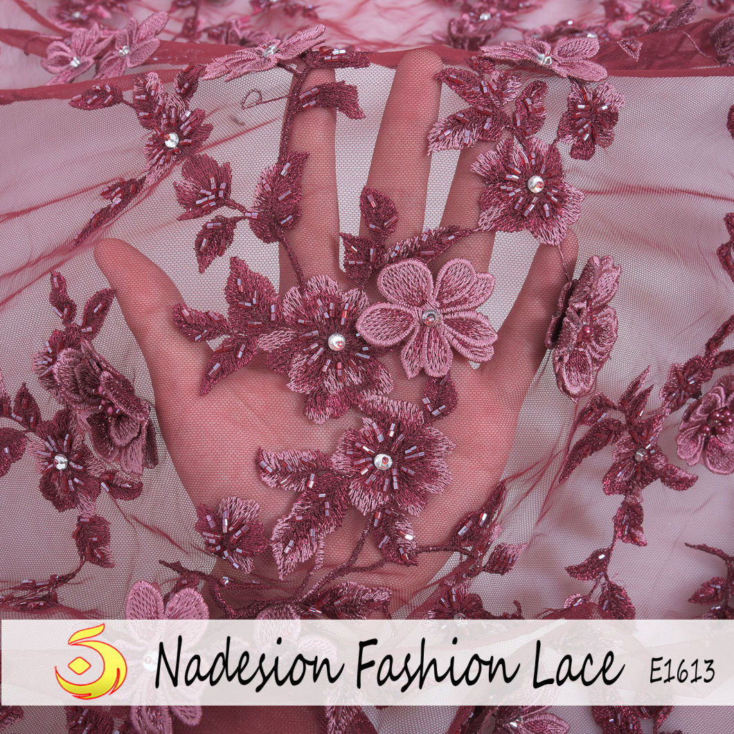 High-End 3D Handwork Lace Fabric High Class Handwork Embroidery Lace