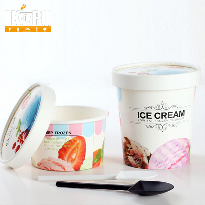 Disposable Custom PE Coated Ice Cream Paper Cup Bowl with Lid