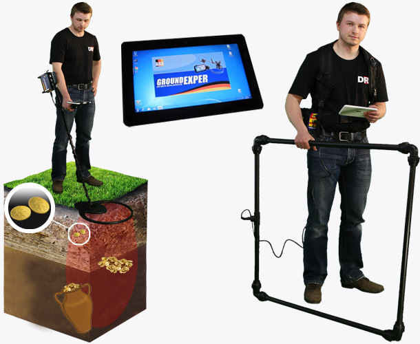 Gold Detector/Ground Exper Light/3D Scan Metal Detector (control unit, battery, 100cm coil + 2 bags + cellphone)