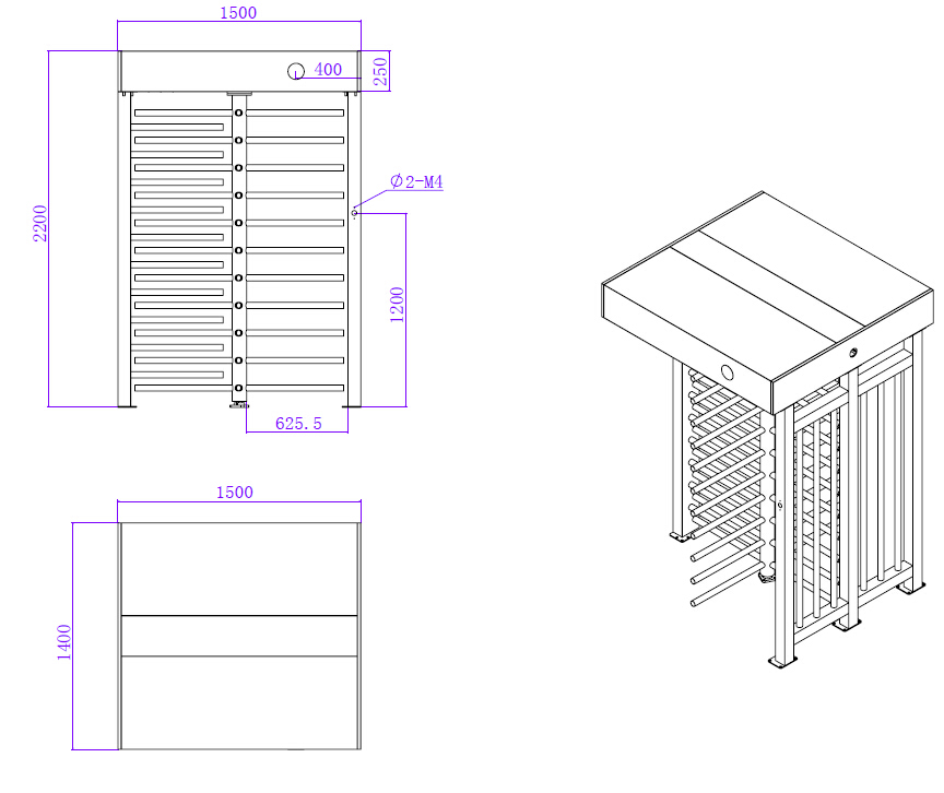 China Manufacturer Access Control System Full Height Gate