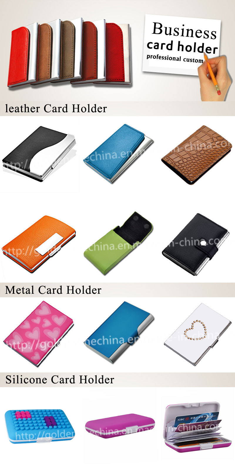 High Qulaity Business Metal Cover Leather Name Card Holder