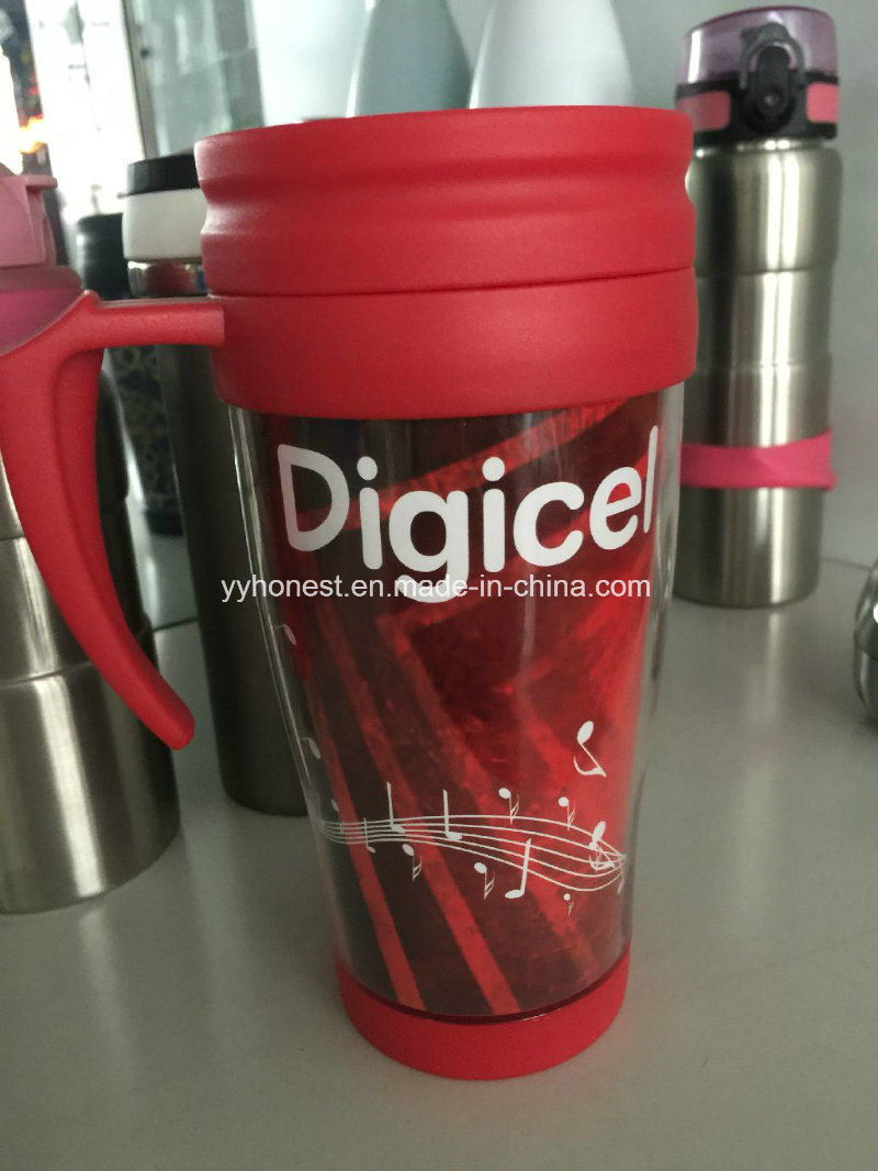 Double Wall Plastic Thermal Coffee Mug with Leak Proof Lid