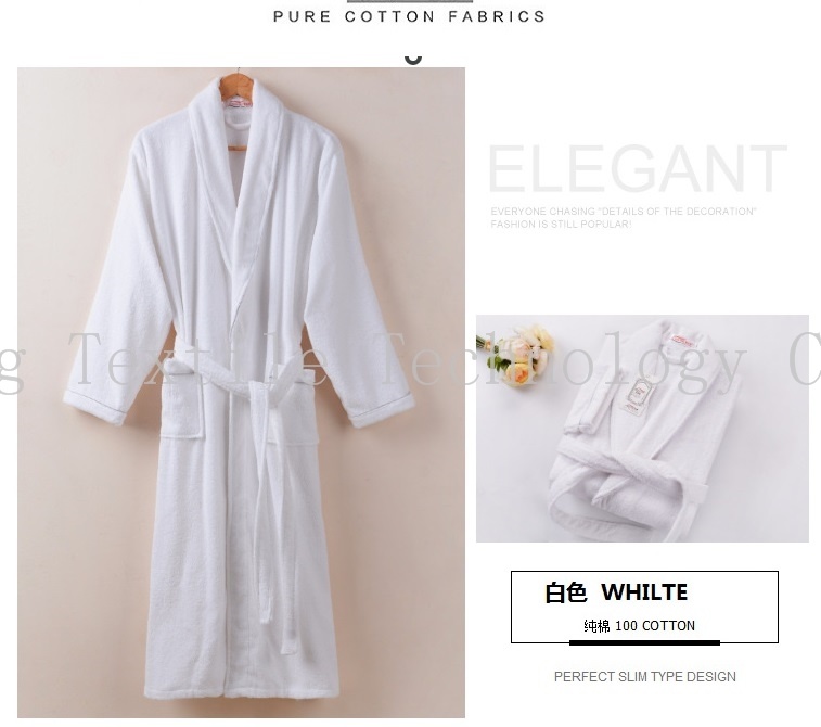 Customized Luxury Unisex Shawl Collar Cotton Velvet SPA Terry Hotel Bathrobe