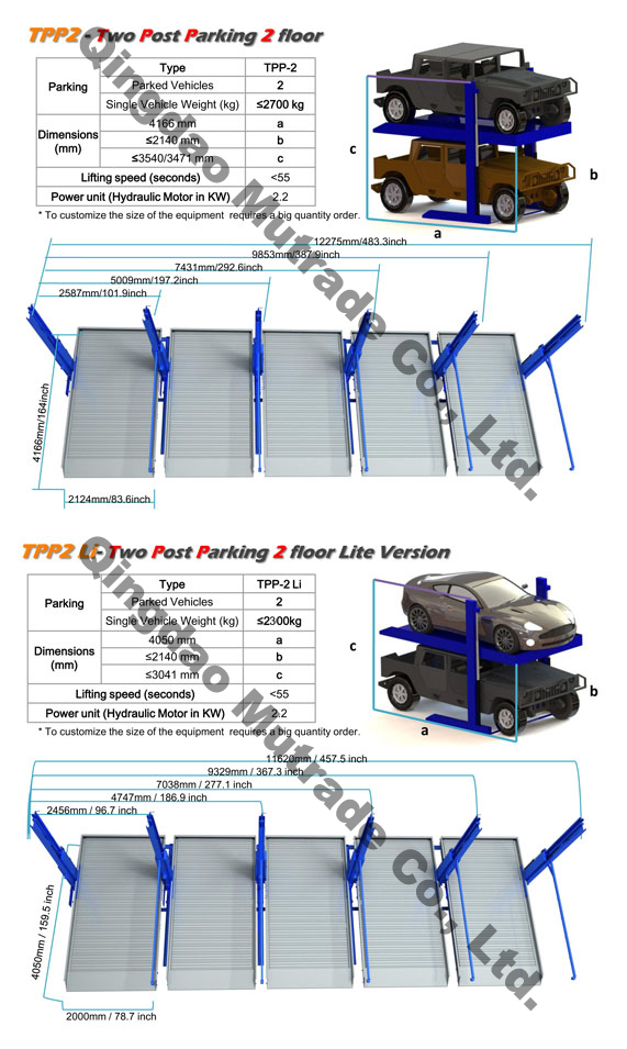 CE Approved Model Sharing Post 2 Levels Parking Equipment