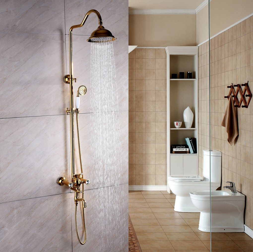 Timeless Life-Style Crystal Antique Brass Multifunction Zf-38 Rain Shower Set