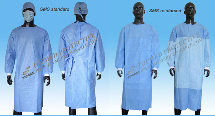 Ce Certificated Sterile SMS Reinforced Surgical Gown, Professional Manufacturer